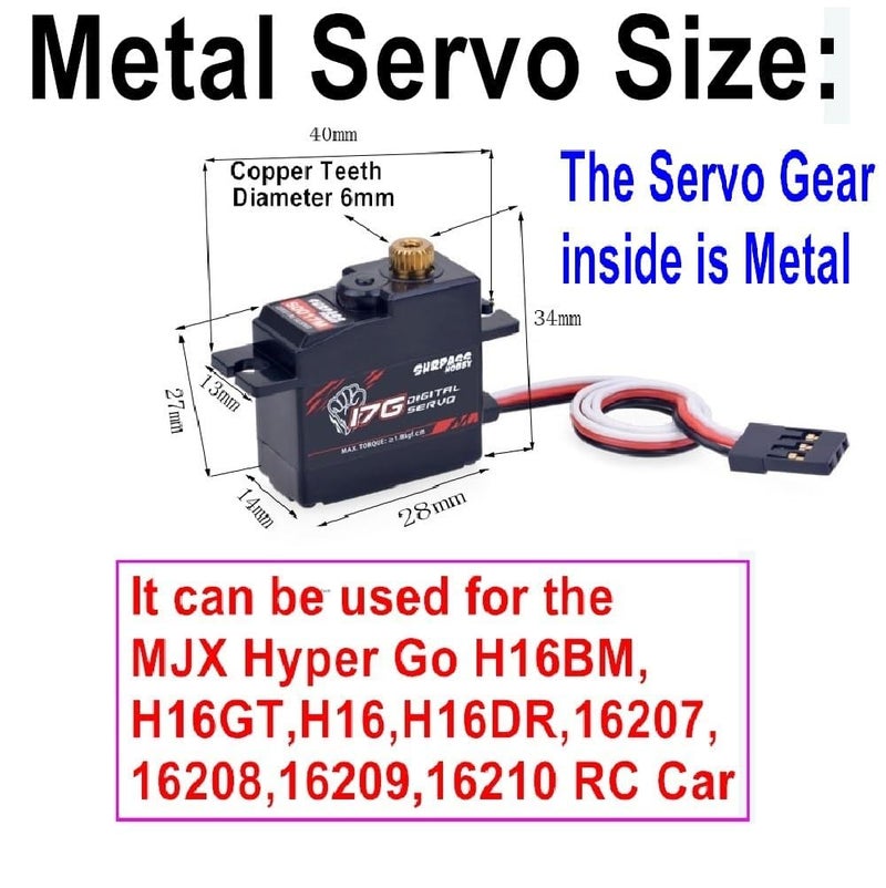 ZDingTech Upgrade Metal Servo + Metal Servo Arm Parts for MJX Hyper Go Servo 16701,for Hyper Go H16BM Upgrade Servo,for Mjx Hyper Go H16 H16GT Servo Parts,H16DR,16207 16208 16209 16210 Servo. - Image 3
