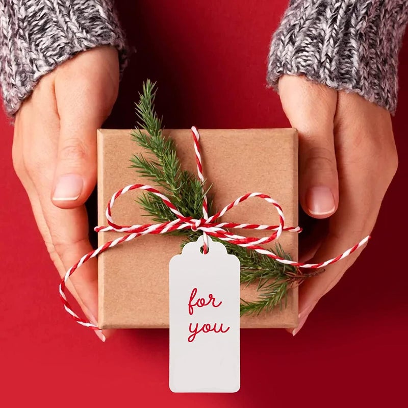 g2plus White Gift Tags with String, 2'' x 4'' Paper Gift Tag, 100PCS Rectangle Blank Tags with Holes for Arts and Crafts, Wedding,Holiday,Christmas Gift Wrapping, Party Decor - Image 4