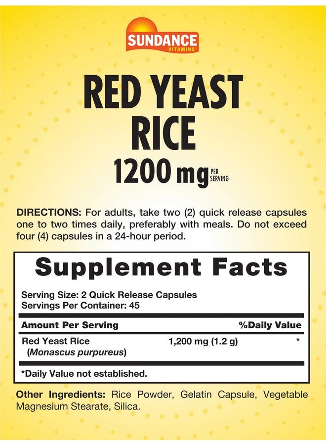 Sundance Red Yeast Rice Capsules | 1200mg | 90 Count | Traditional Herbal Supplement | Non-GMO and Gluten Free Formula - Image 2