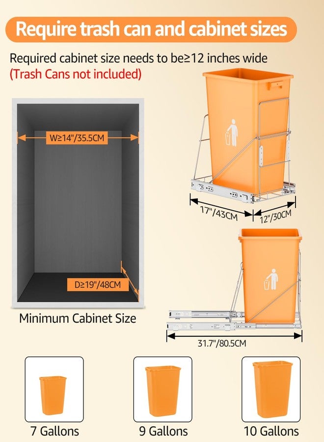 RUNMI Pull Out Trash Can Under Cabinet, 7-13Gal Cabinet Trash Can Pull Out Kit with Door Mounting Kit,Under Sink Garbage Can Pull Out for Kitchen-Waste Bin Not Included - Image 4