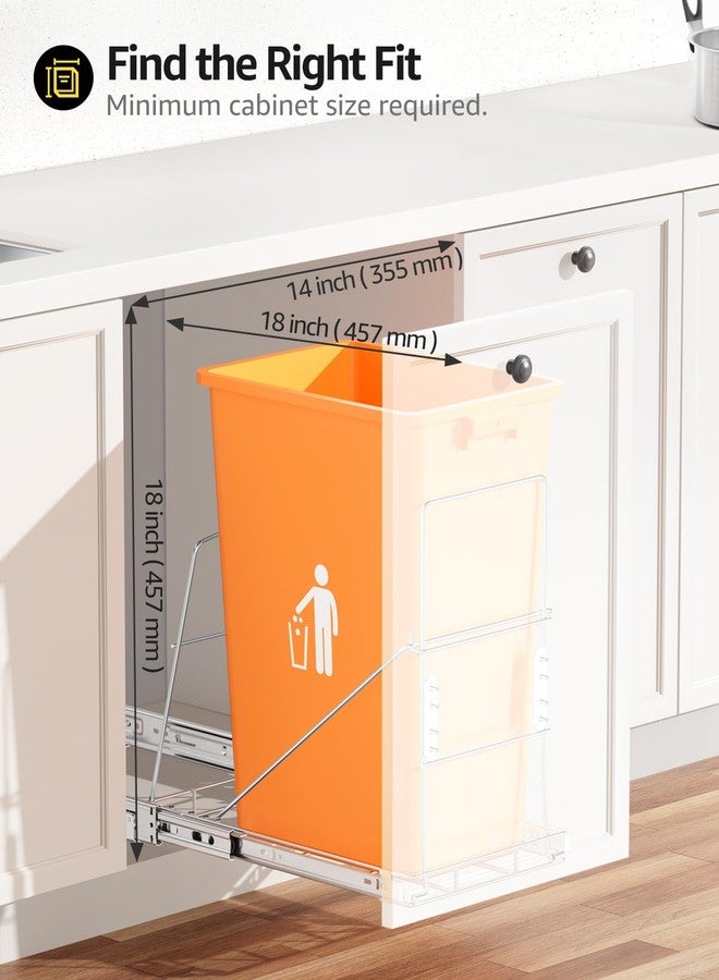 RUNMI Pull Out Trash Can Under Cabinet, 7-13Gal Cabinet Trash Can Pull Out Kit with Door Mounting Kit,Under Sink Garbage Can Pull Out for Kitchen-Waste Bin Not Included - Image 3