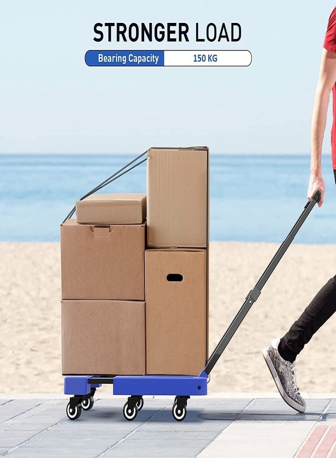 Dhavl Foldable Platform Trolley Hand Truck Folding 150kg Capacity Luggage Cart with 6 Wheels for Luggage Personal Travel Auto Moving and Office Use Platform Trolley for Lifting Heavy Thing - Image 2