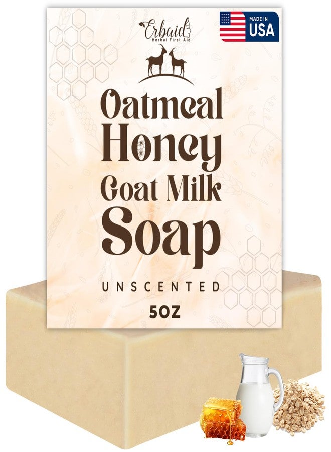 Erbaid Oatmeal Soap - Natural Oatmeal & Honey Goat Milk Bar - Face & Body Wash for Eczema, Psoriasis, Dry, Itchy, Sensitive Skin Relief - Unscented Soap Great for Kids, Babies - Handcrafted, Made in USA - Image 1