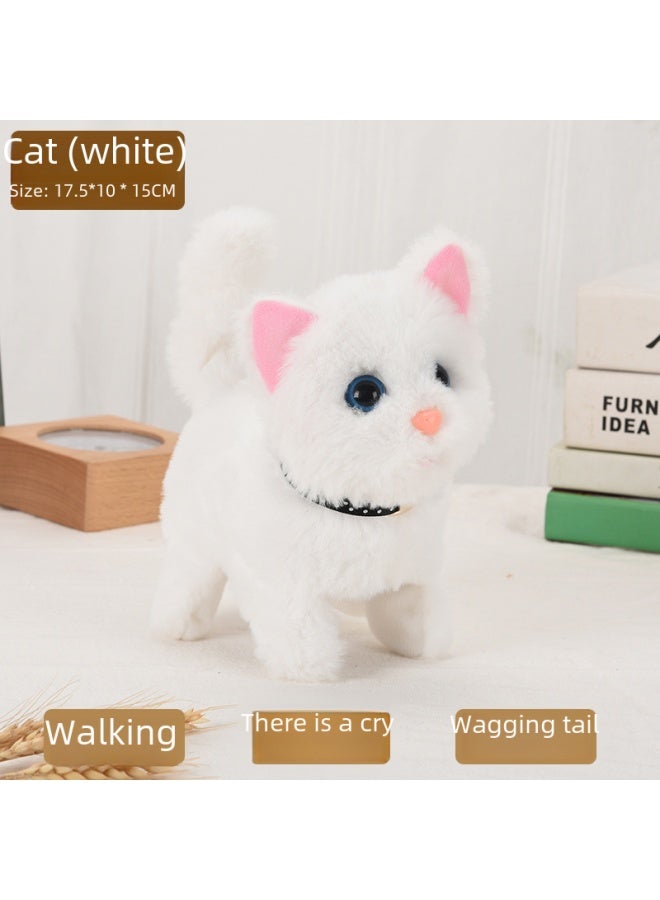 Electric Plush Kitten Toy Walking Talking Moving Machine Realistic Cat Pet Children's Gift Toy Fluffy Kitty Plaything-Specifications:Short-legged Cat (white) Called Gu Vocalization  - Image 5
