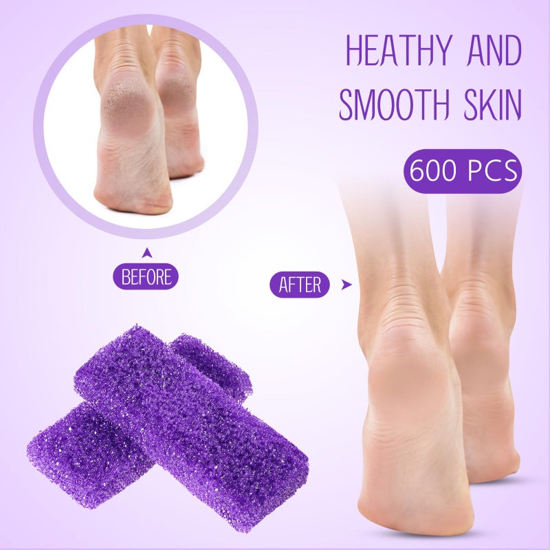 Batiyeer 600 Pcs Pumice Stone Bulk for Feet Scrubber Dead Skin Disposable Pedicure Pumice Stone Foot Shower Scrubber for Heel Cuticle Callus Remover Bath Spa,3.15 x 1.34 x 0.47 Inch(Purple) - Image 5