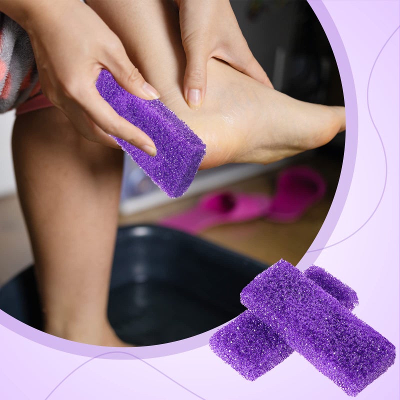 Batiyeer 600 Pcs Pumice Stone Bulk for Feet Scrubber Dead Skin Disposable Pedicure Pumice Stone Foot Shower Scrubber for Heel Cuticle Callus Remover Bath Spa,3.15 x 1.34 x 0.47 Inch(Purple) - Image 3