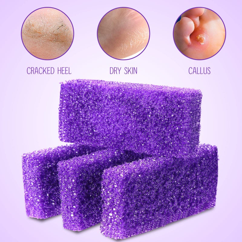 Batiyeer 600 Pcs Pumice Stone Bulk for Feet Scrubber Dead Skin Disposable Pedicure Pumice Stone Foot Shower Scrubber for Heel Cuticle Callus Remover Bath Spa,3.15 x 1.34 x 0.47 Inch(Purple) - Image 4