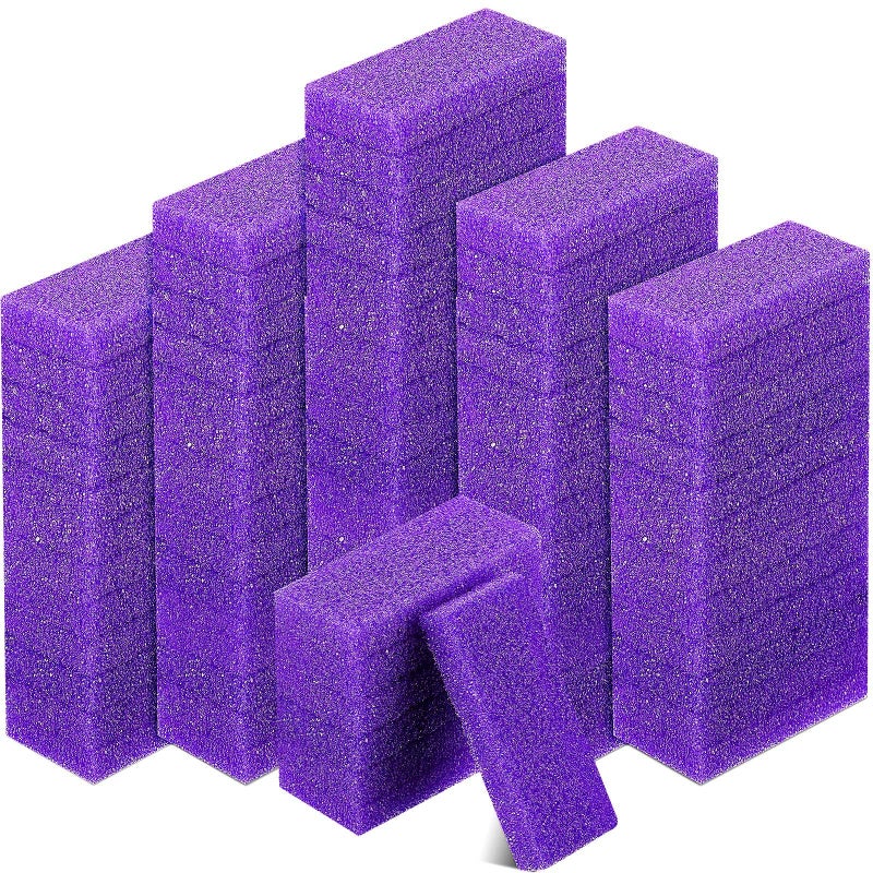 Batiyeer 600 Pcs Pumice Stone Bulk for Feet Scrubber Dead Skin Disposable Pedicure Pumice Stone Foot Shower Scrubber for Heel Cuticle Callus Remover Bath Spa,3.15 x 1.34 x 0.47 Inch(Purple) - Image 1