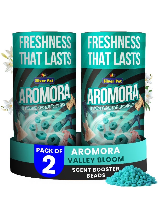 Silver Pot Aromora Fabric Deodorizer Valley Bloom - Pack of 2 -  Laundry Perfume In-Wash Scent Booster Beads 200g , Refreshing Long-Lasting Laundry Fragrance, Suitable for Use with Fabric Softeners and Detergents - Image 1