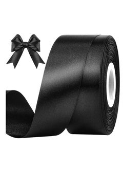 Unique Black Ribbon 1-1/2 Inch, 25 Yards Solid Satin Fabric Ribbons for Gift Wrapping, Christmas Garland, Christmas Tree Ornaments, Bows Making, DIY Crafts, Sewing Projects and Wedding Party  - Image 1