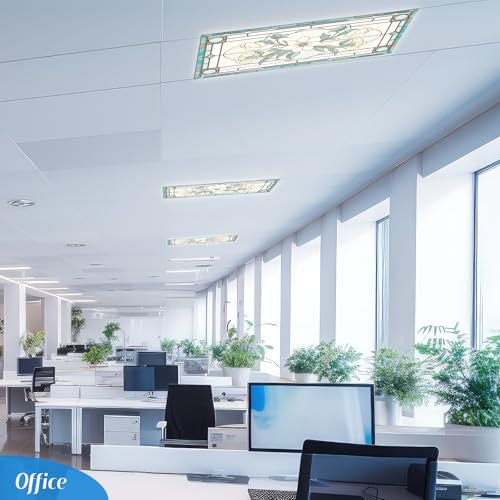Glooglitter 4 Pcs Retro Floral Fluorescent Light Covers 4 x 2 ft Stained Glass Magnetic Office Light Cover for Ceiling with 10 Magnets Filter Reduce Glare for Classroom School Home - Image 4