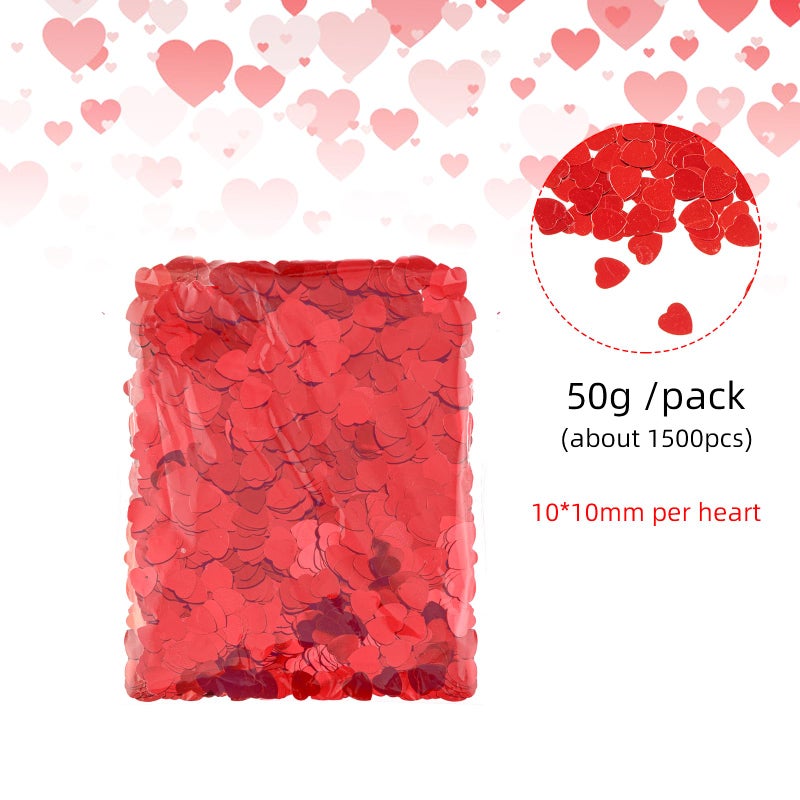 Jocomoni 1500pcs/50g Valentines Day Hearts Confetti Decorations, Red Metallic Foil Heart Table Confetti Glitter Heart Sequins for Valentine's Day Wedding Birthday Party Home Decoration - Image 2