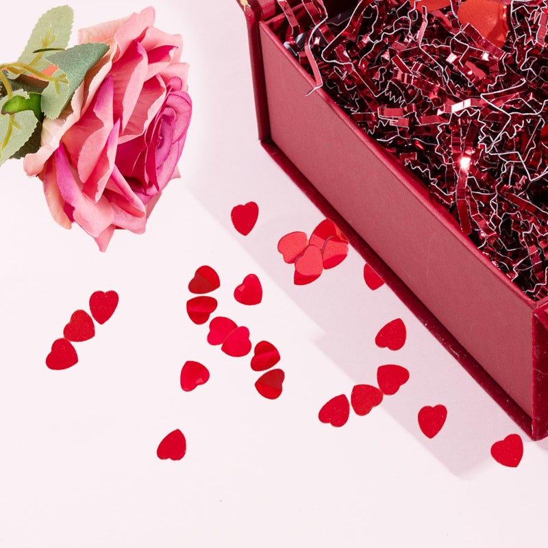 Jocomoni 1500pcs/50g Valentines Day Hearts Confetti Decorations, Red Metallic Foil Heart Table Confetti Glitter Heart Sequins for Valentine's Day Wedding Birthday Party Home Decoration - Image 5