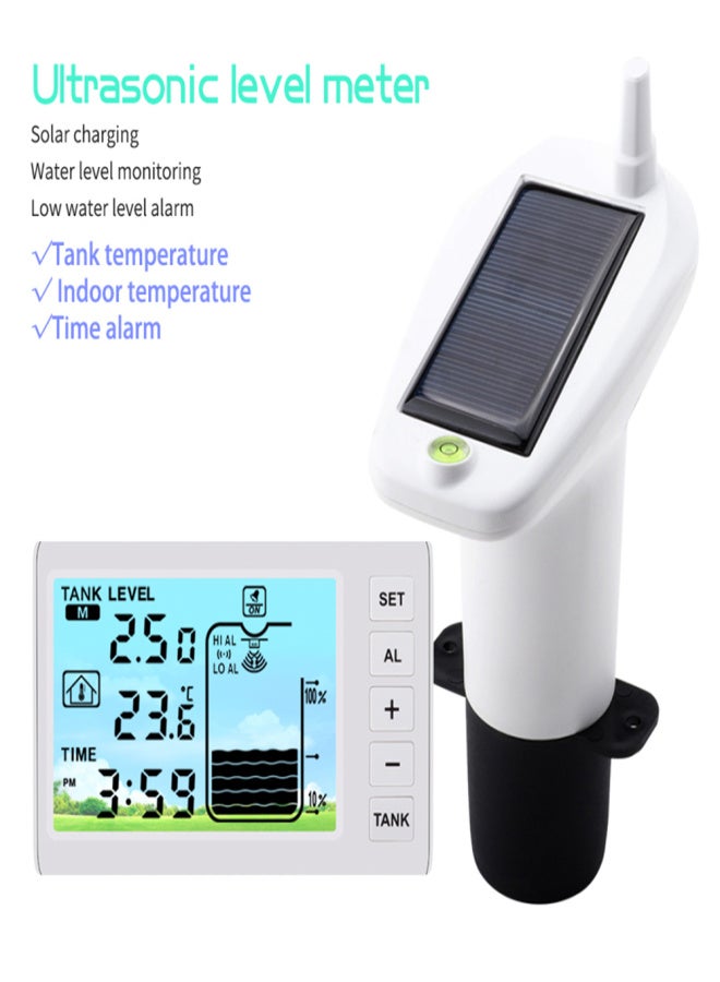 Wireless Ultrasonic Water Level Monitor Tank Liquid Level High/Low Alarm Solar Powered Water Level Sensor Water Level Indicator Gauge IP65 Waterproof - Image 2