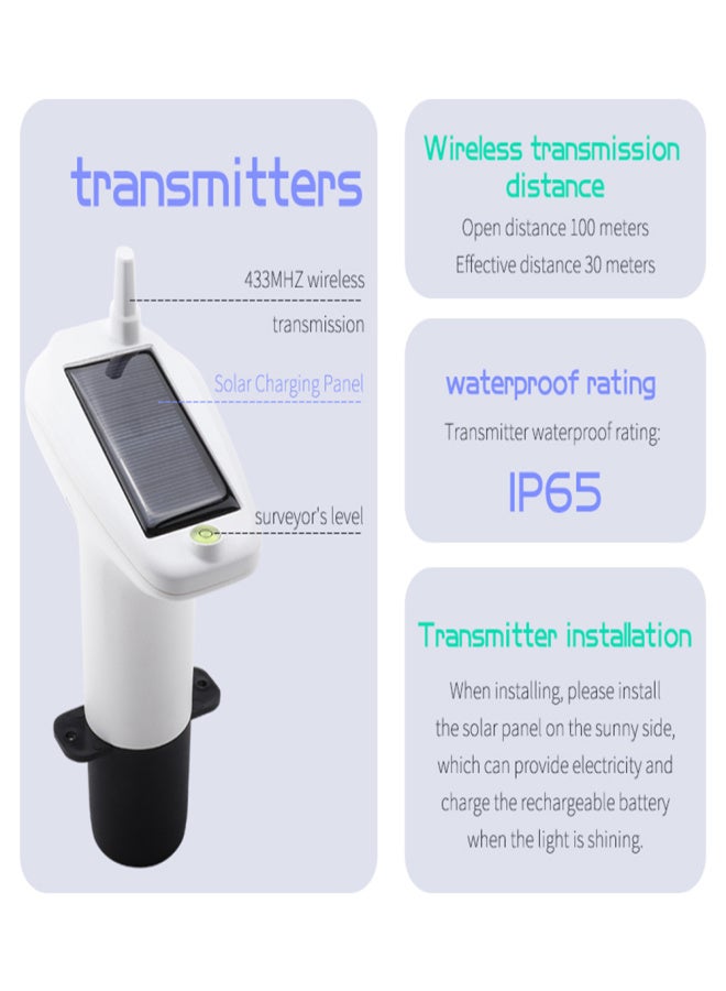 Wireless Ultrasonic Water Level Monitor Tank Liquid Level High/Low Alarm Solar Powered Water Level Sensor Water Level Indicator Gauge IP65 Waterproof - Image 4