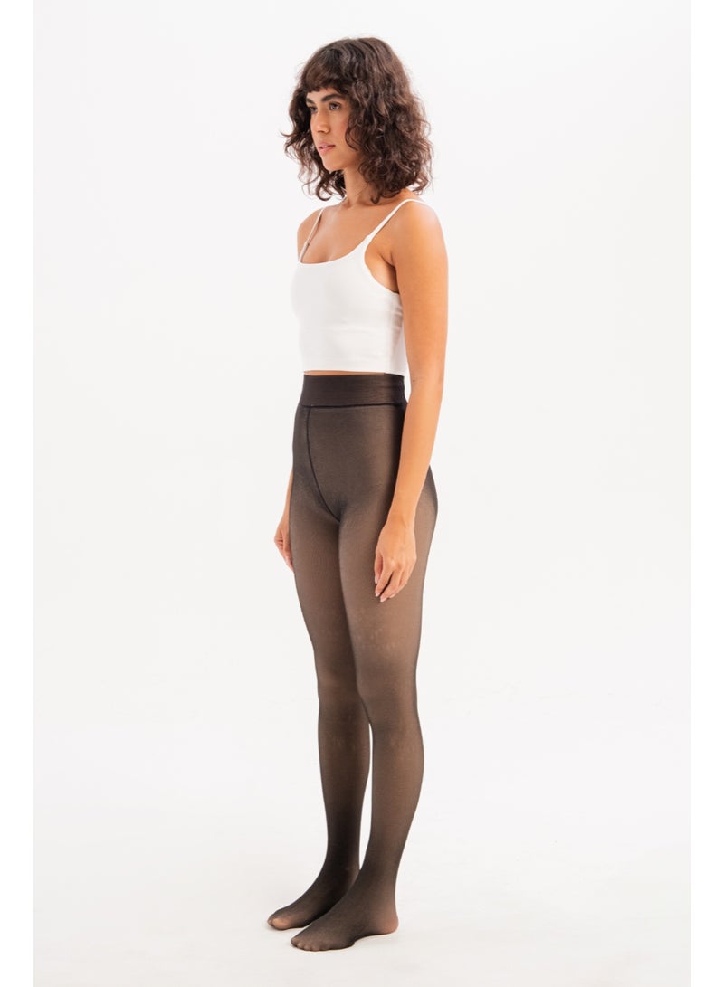JUSTEVER Thermal Recovery Fleece Plush Winter Tights Black Women's Panties Socks - Lyra - Image 3