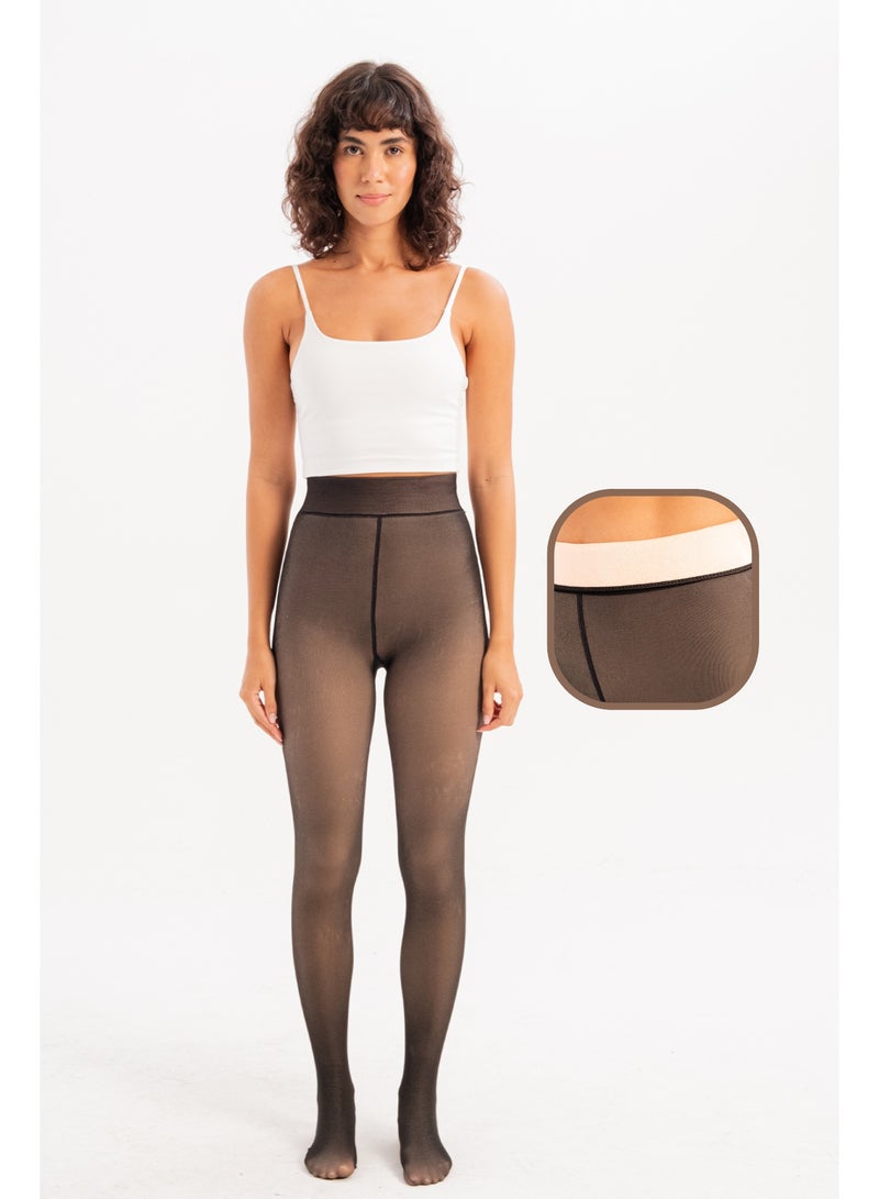 JUSTEVER Thermal Recovery Fleece Plush Winter Tights Black Women's Panties Socks - Lyra - Image 1