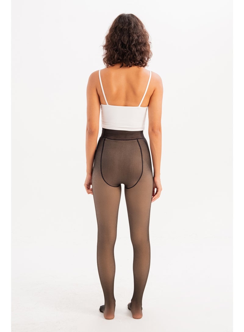 JUSTEVER Thermal Recovery Fleece Plush Winter Tights Black Women's Panties Socks - Lyra - Image 4