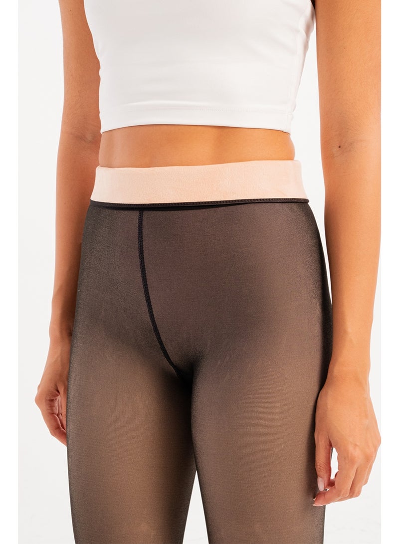 JUSTEVER Thermal Recovery Fleece Plush Winter Tights Black Women's Panties Socks - Lyra - Image 2