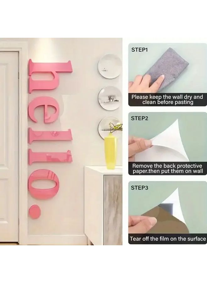 Small Brown 3D Hello Wall Stickers Self Adhesive Home Decor For Living Room Bedroom - Image 4