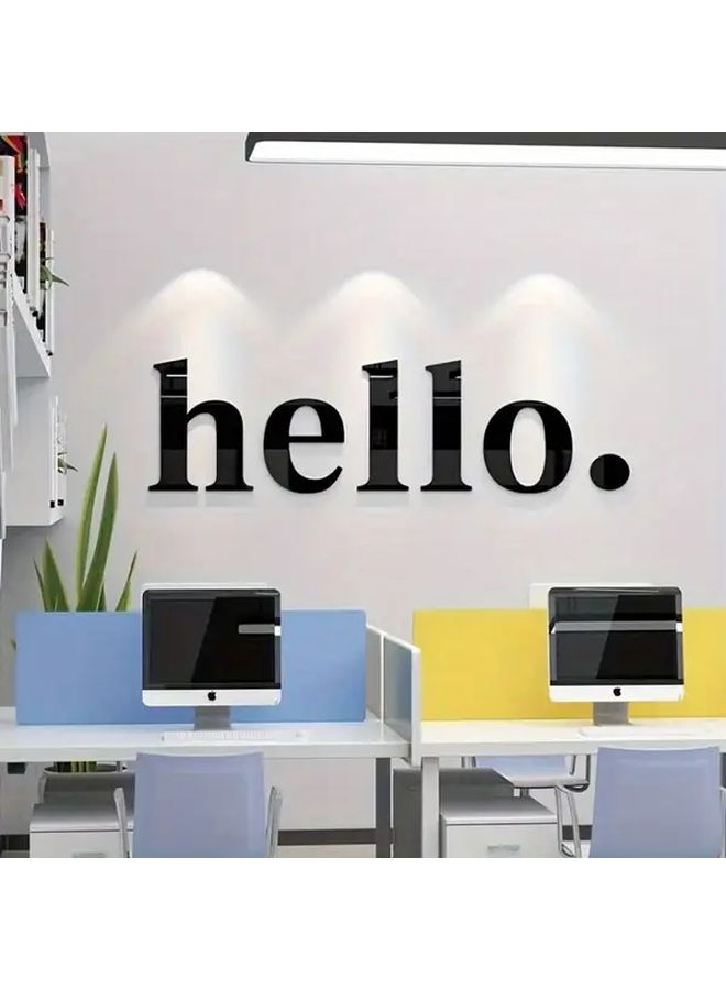 Small Brown 3D Hello Wall Stickers Self Adhesive Home Decor For Living Room Bedroom - Image 2