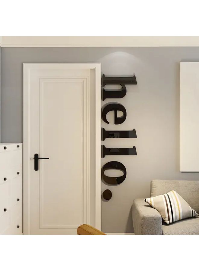 Small Brown 3D Hello Wall Stickers Self Adhesive Home Decor For Living Room Bedroom - Image 1