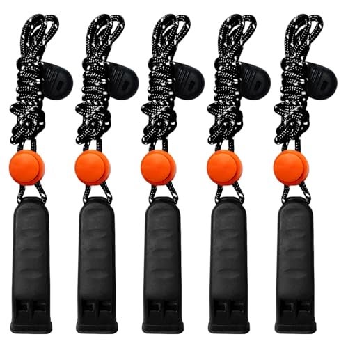 Amzonly Emergency Whistle, 120db Safety Whistle Survival Shrill Loud for Camping Hiking Hunting Boating Fishing Life Vest Jacket Rescue Signaling Kids Lifeguard 5 Pack- Black - Image 1