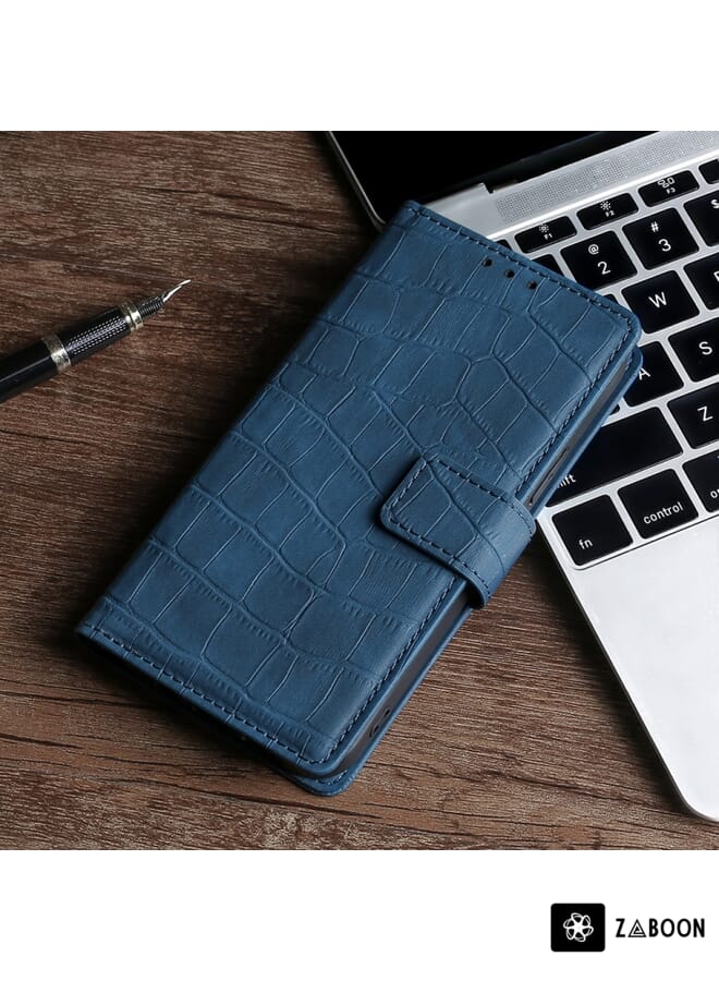 Zaboon Protective Case For Samsung Galaxy A02s 166.5mm Skin Feel Crocodile Texture Magnetic Clasp Horizontal Flip PU Leather Case with Holder & Card Slots & Wallet - Image 1