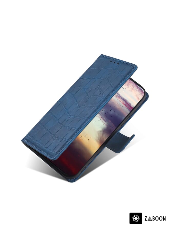 Zaboon Protective Case For Samsung Galaxy A02s 166.5mm Skin Feel Crocodile Texture Magnetic Clasp Horizontal Flip PU Leather Case with Holder & Card Slots & Wallet - Image 4