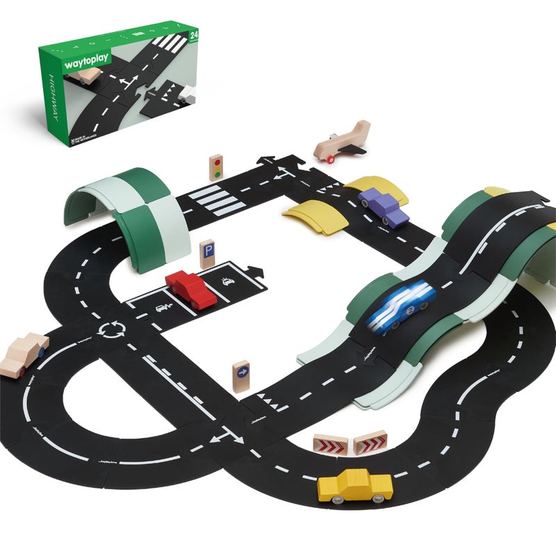 Waytoplays Highway Flexible Toy Road Set 24 Pieces The Original Since 2003 Made in Europe - Image 4