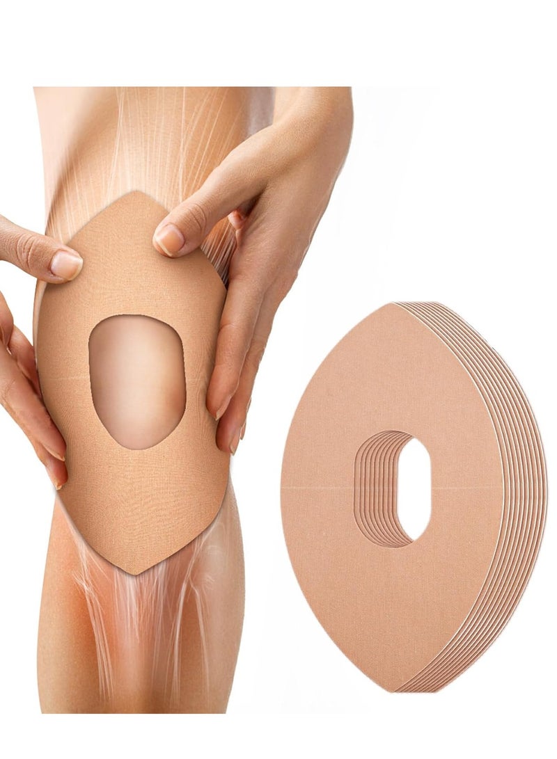 Generic Tape for Knees, 10 Pcs Precut Tape for Knee Pain Relief and Support, Waterproof and Elastic Athletic Tape for Knee Stability, Breathable and Comfortable Kinesiology Tape (Beige)  - Image 1