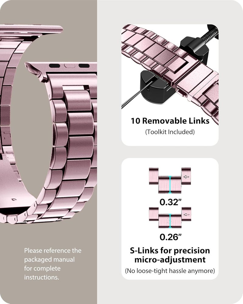 Fullmosa Metal Band with Case Compatible with Apple Watch Strap 49mm 46mm 45mm 44mm 42mm 41mm 40mm 38mm, Steel Apple Watch Band for iWatch Ultra3/2/1 SE3/SE2/SE Series 11/10/9/8/7/6/5/4/3/2/1 - Image 4