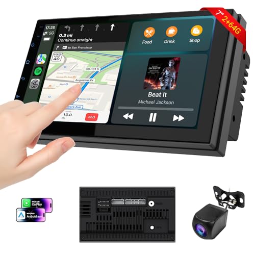 Haudio Car Accessories 7 HD Double Din Car Stereo with Carplay Android Auto 264G CarAudio Receivers Featuring Voice Control Backup CameraBluetooth GPS Navigation Builtin 14Band DSP EQ - Image 1