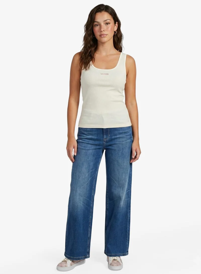 GUESS Square Neck Rib Knit Tank Top