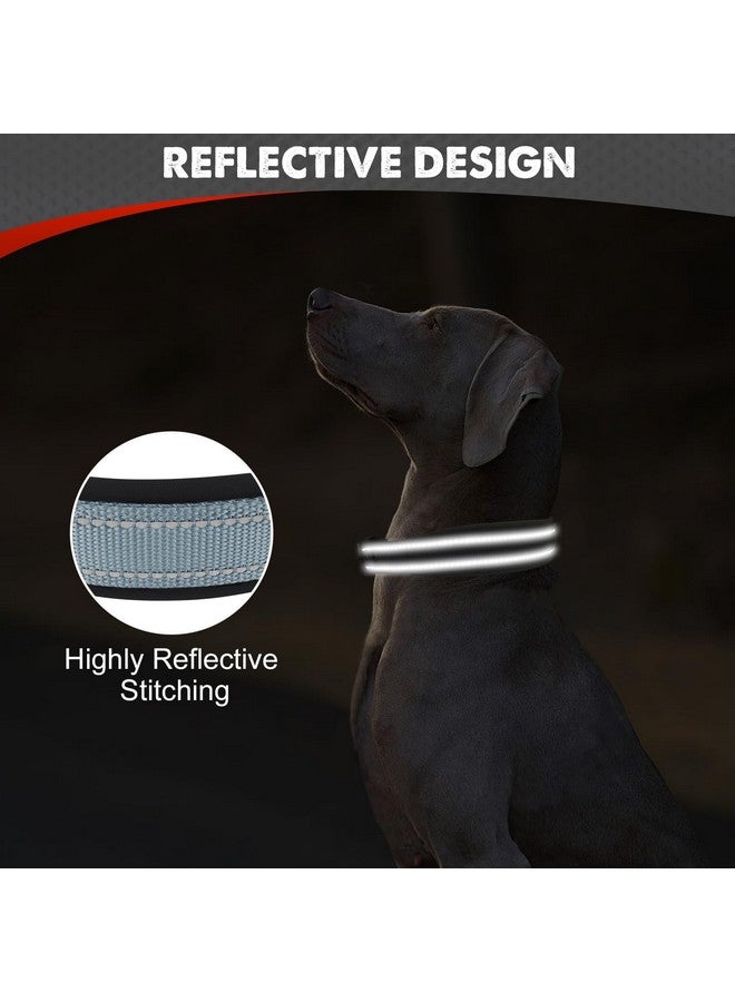 Joytale Joytale Dog Collar for Medium Dogs, Neoprene Padded and Adjustable, Reflective Wide Heavy Duty Pet Collars with Durable Metal Belt Buckle for Walking, Gray, M  - Image 4