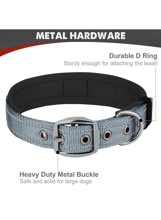 Joytale Joytale Dog Collar for Medium Dogs, Neoprene Padded and Adjustable, Reflective Wide Heavy Duty Pet Collars with Durable Metal Belt Buckle for Walking, Gray, M  - Image 5