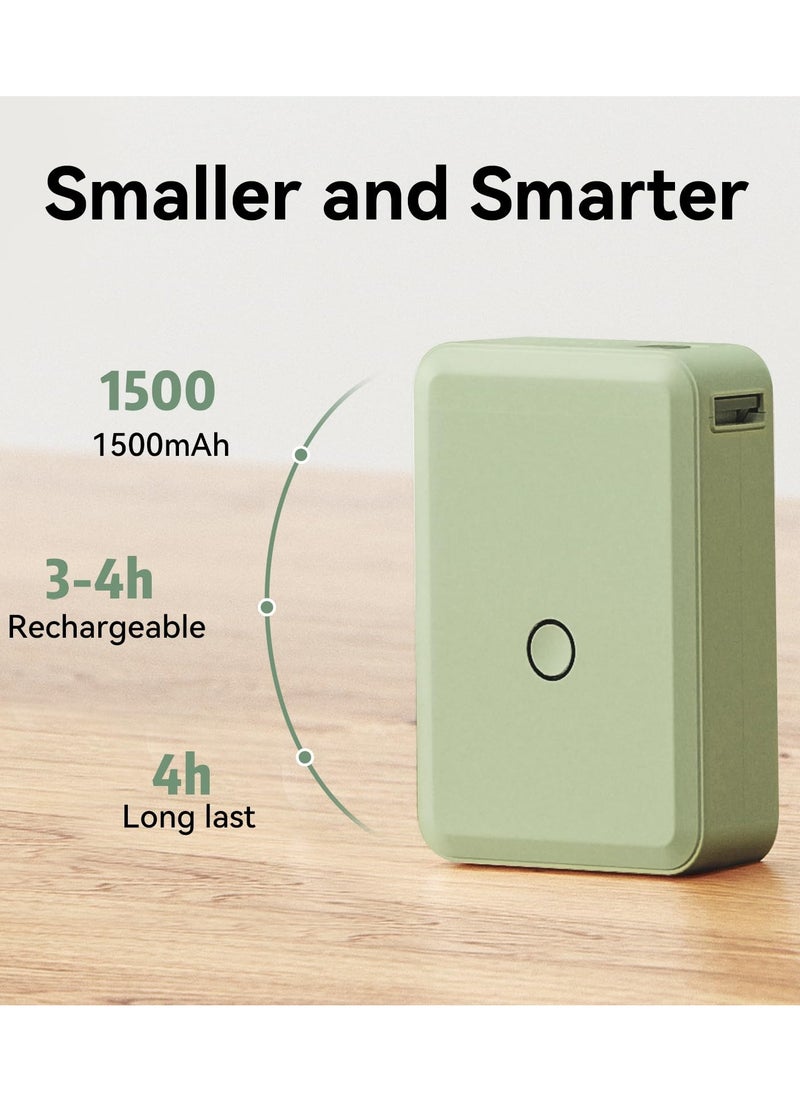 NIIMBOT - D110 Label Printer Thermal Label Maker Machine with 1 Roll 15mm*30mm White Tape, Portable Mini Wireless Bluetooth Sticker Printer for Phone Easy to Use for School Office Home Organization Rechargeable Use, Mobile Phone Editable, Printable Width 10-15mm, Green - Image 1
