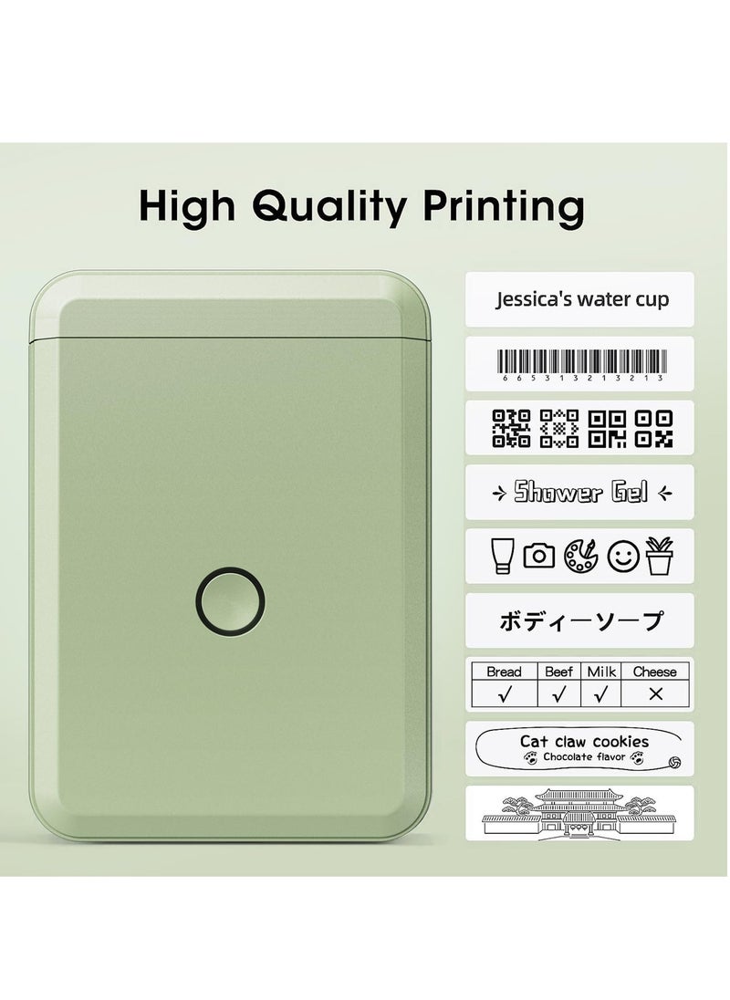 NIIMBOT - D110 Label Printer Thermal Label Maker Machine with 1 Roll 15mm*30mm White Tape, Portable Mini Wireless Bluetooth Sticker Printer for Phone Easy to Use for School Office Home Organization Rechargeable Use, Mobile Phone Editable, Printable Width 10-15mm, Green - Image 1