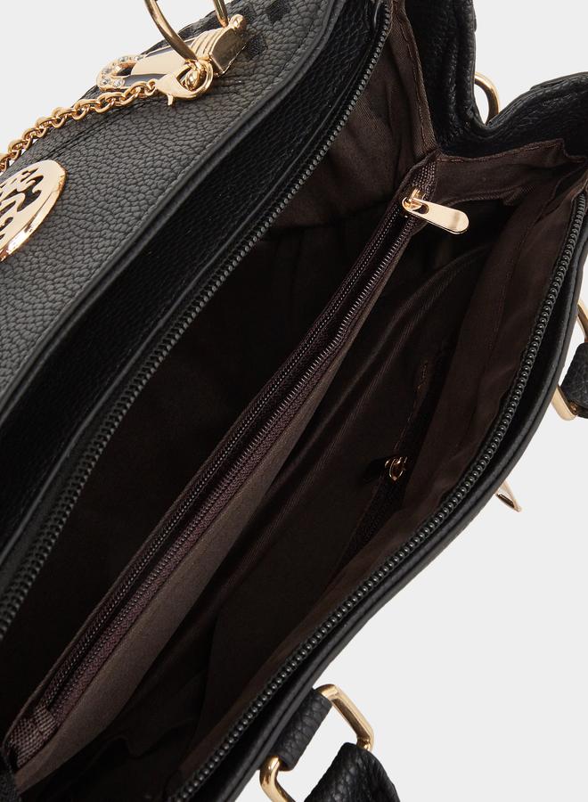 Styli Black Dual Handle Handbag - Image 4