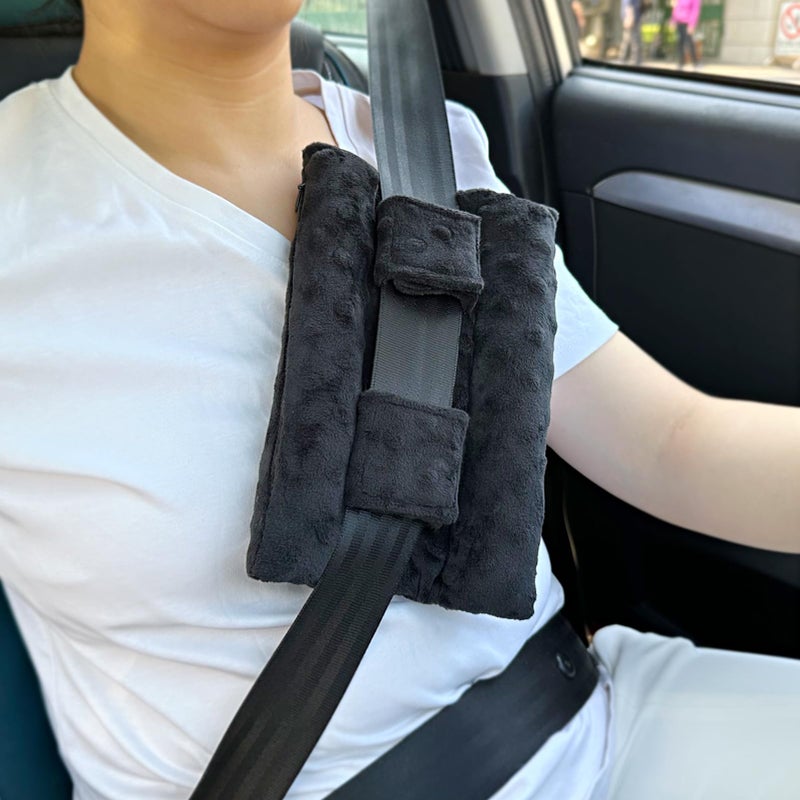 BNRendles Chemo Port Pillows for Patients Seatbelt, Chemo Port Protector Pacemaker Seat Belt Cushion, Chemotherapy Must Haves Chemo Gifts Men Women Cancer, Minky Dot Black - Image 1