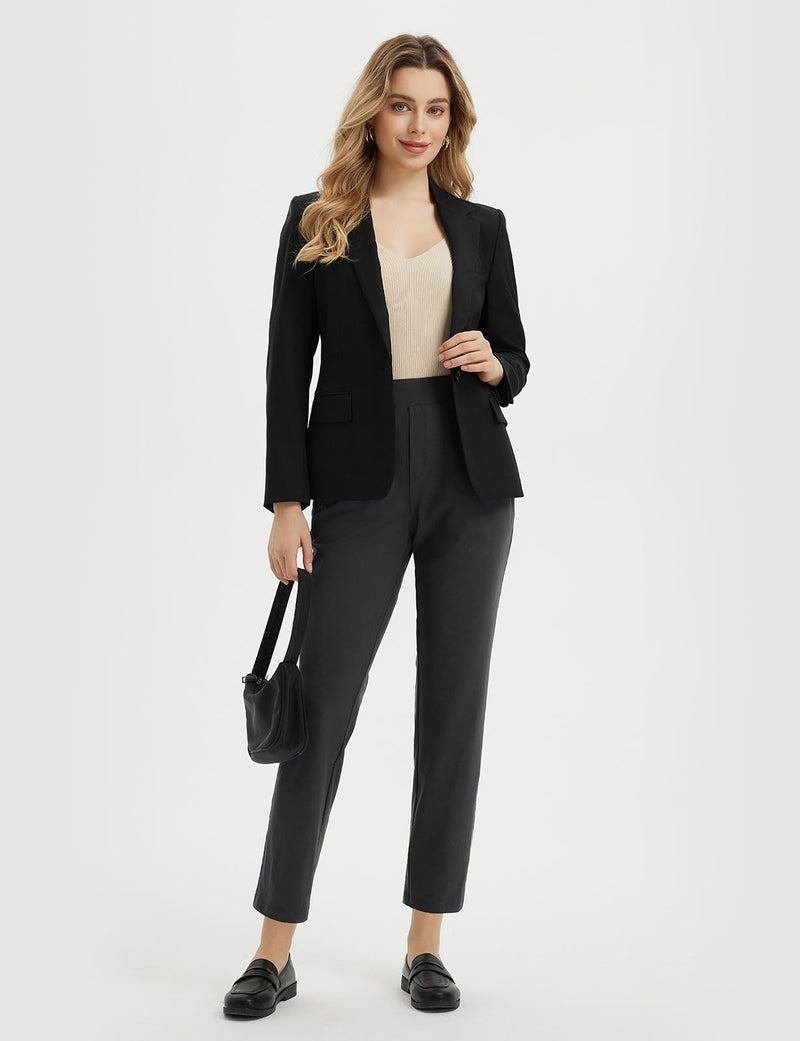 baleaf Women's Pants with Pockets Belt Loops High Waisted Golf Travel Business Casual Dressy Slacks Stretch UPF 50+ Black L - Image 3