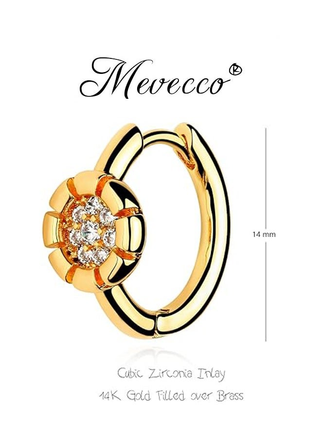 Mevecco Women Huggie Hoop Earrings Gold Ear Stud Cuff 14K Gold Filled Small Boho Beach Simple Delicate Handmade Hypoallergenic Jewelry Gift - Image 4