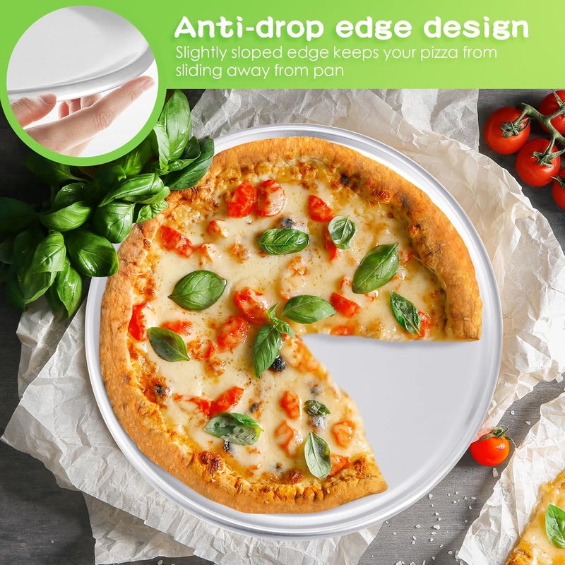 Rtteri 12 Pieces Pizza Pan Bulk Restaurant Aluminum Pizza Pan Set Round Pie Cake Plate Rust Free Cake Tray for Oven Baking Home Kitchen Restaurant Easy Clean14 Inch  - Image 5