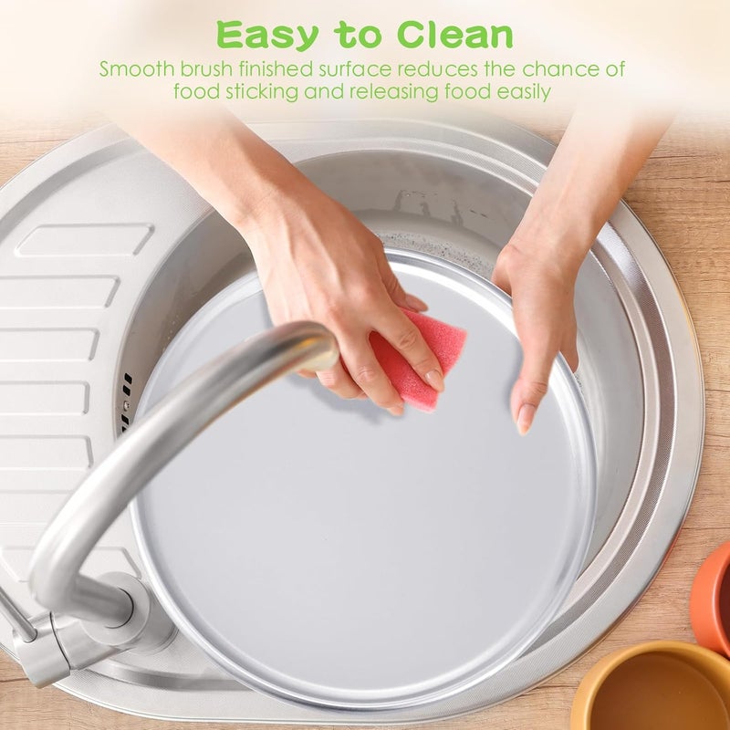 Rtteri 12 Pieces Pizza Pan Bulk Restaurant Aluminum Pizza Pan Set Round Pie Cake Plate Rust Free Cake Tray for Oven Baking Home Kitchen Restaurant Easy Clean14 Inch  - Image 4