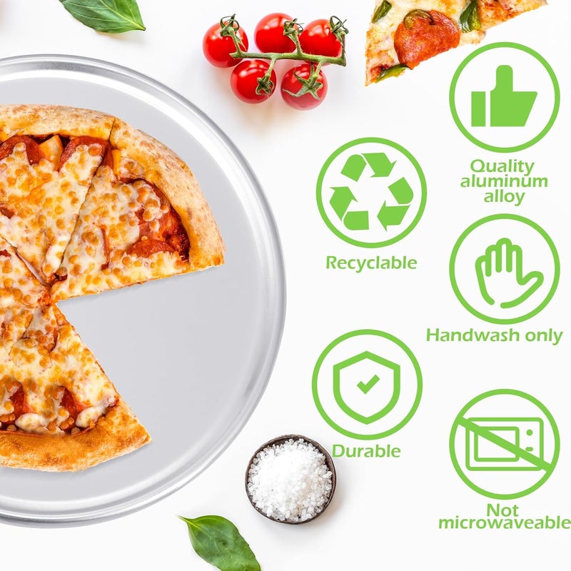 Rtteri 12 Pieces Pizza Pan Bulk Restaurant Aluminum Pizza Pan Set Round Pie Cake Plate Rust Free Cake Tray for Oven Baking Home Kitchen Restaurant Easy Clean14 Inch  - Image 3