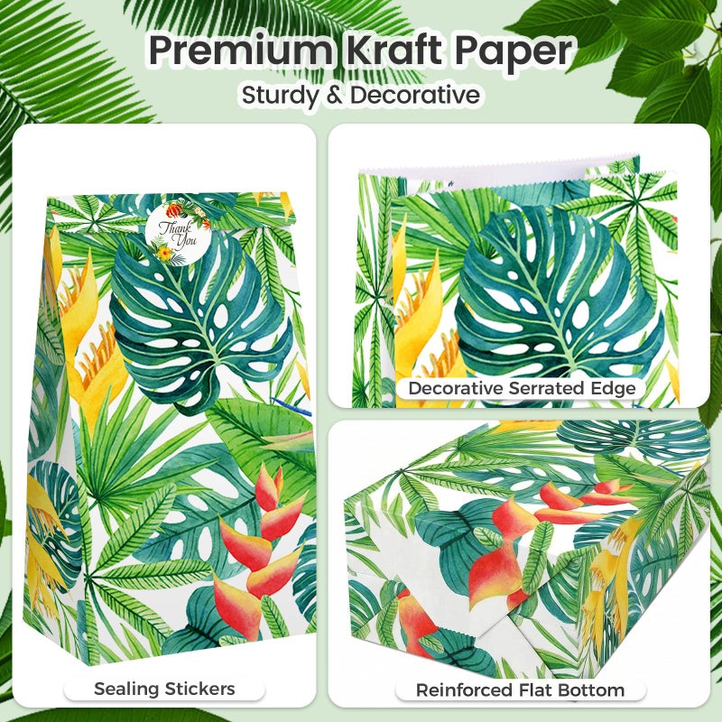Shindel 24 Pack Tropical Hawaii Party Favor Bags with Stickers - 8.7"x4.7"x3.1" Luau Aloha Goodie Bags, Summer Beach Theme for Kids Birthday Party & Gift Packaging - Image 3