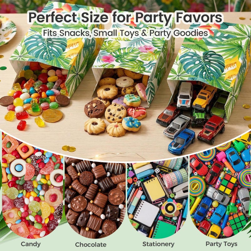 Shindel 24 Pack Tropical Hawaii Party Favor Bags with Stickers - 8.7"x4.7"x3.1" Luau Aloha Goodie Bags, Summer Beach Theme for Kids Birthday Party & Gift Packaging - Image 4