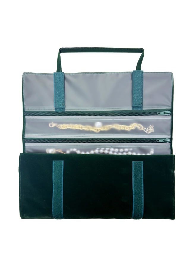 UnionPlus Velvet Jewelry Roll Bag for Brackets Bangles Watches, Great Jewelry Organizer for Travel, Blackish Green - Image 5