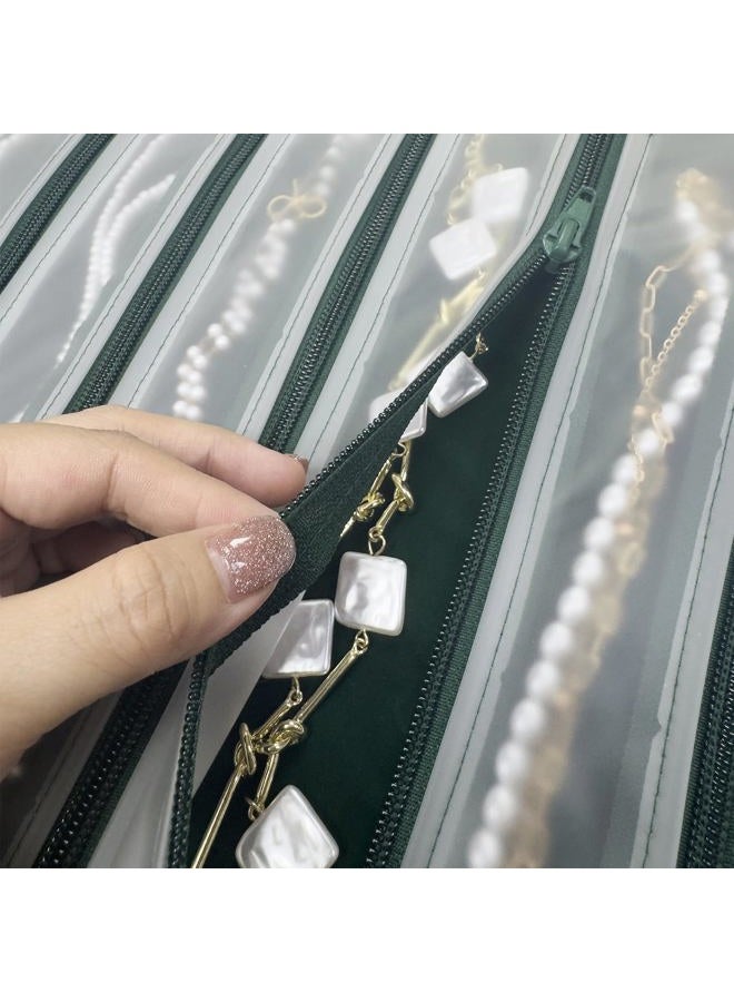 UnionPlus Velvet Jewelry Roll Bag for Brackets Bangles Watches, Great Jewelry Organizer for Travel, Blackish Green - Image 3