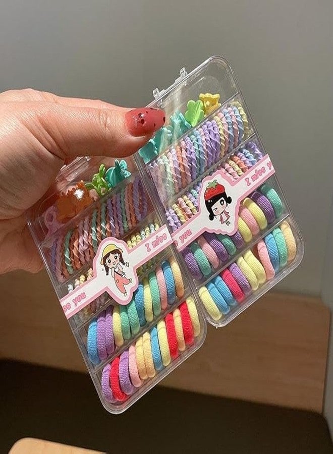Bloriza Kids Hair Accessories Set – 76 Pc Kit with Cotton Mini Seamless Hair Ties, Clips, and Hair Bands for Toddlers, Small Rubber Elastics, Modern Styles for Girls - Image 5